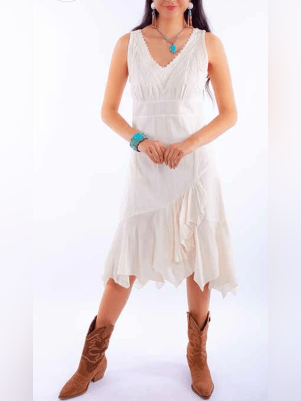 Scully Cantina Sleeveless Embroidered Dress Size XL Peruvian Cotton Western Boho